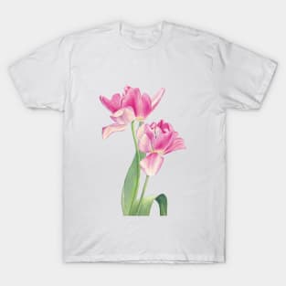Pink tulips watercolor painting T-Shirt